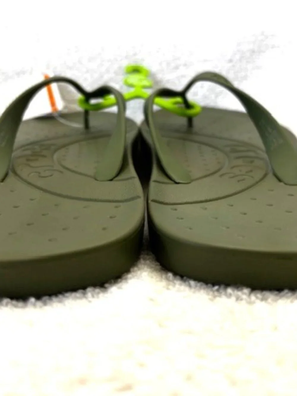 Crocs brand olive color flip flops NWT Men's Size 8/Women's Size 10